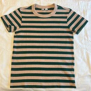 Uniqlo stripes tshirt green and cream color